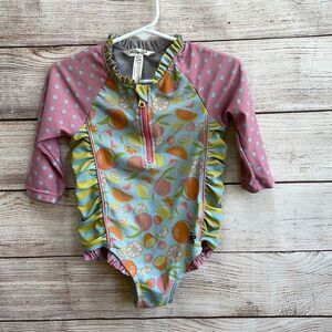MATILDA JANE LONG SLEEVE SWIMSUIT IN PINK AND GREEN PRINT